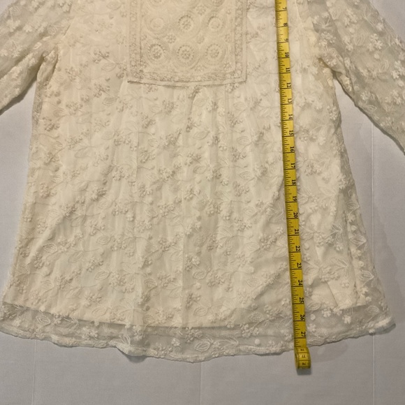 Indigo Soul Ivory Boho Lace Tunic Blouse Long Sleeve - Picture 3 of 10